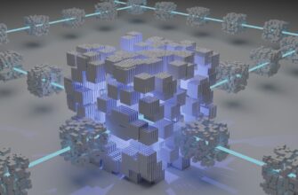 a computer generated image of a cube surrounded by smaller cubes